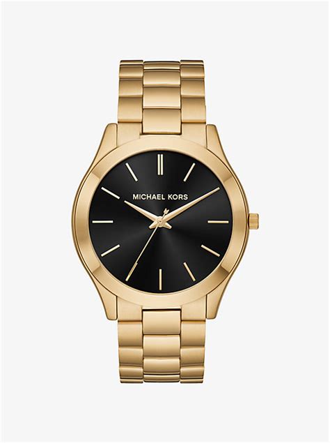 michael kors oversized slim runway gold-tone watch|michael kors oversized boyfriend watch.